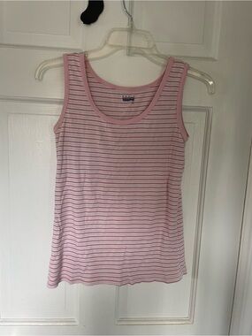 Basic Editions Pink and white Striped Tank Top